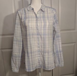 Ann Taylor LOFT plaid button down blouse M